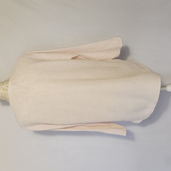 J Jill PJ Pink 3/4 Button Front V-Neck Popover Gauzy Lightweight Tunic Size S - Picture 6 of 12